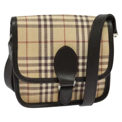 Pre-owned Burberry Nova Check Beige Canvas Shoulder Bag ()