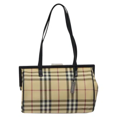 Pre-owned Burberry Nova Check Beige Canvas Shoulder Bag ()