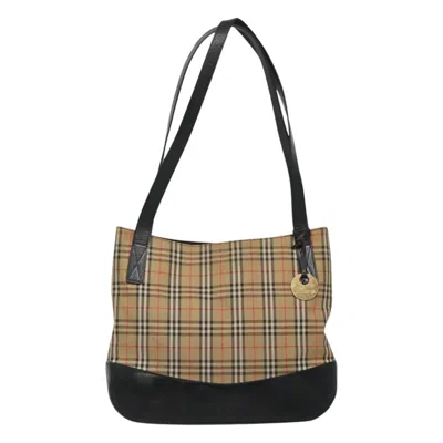 Pre-owned Burberry Nova Check Beige Canvas Shoulder Bag ()