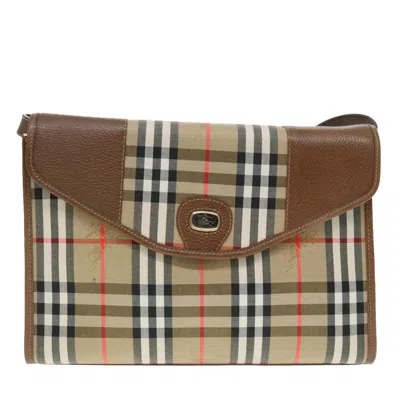 Pre-owned Burberry Nova Check Beige Canvas Shoulder Bag ()