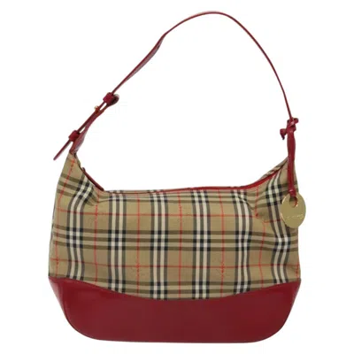 Pre-owned Burberry Nova Check Beige Canvas Shoulder Bag ()