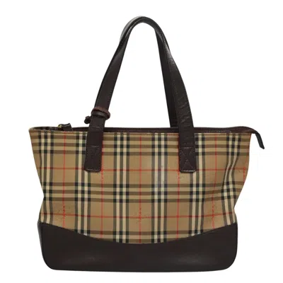 Pre-owned Burberry Nova Check Beige Canvas Shoulder Bag ()