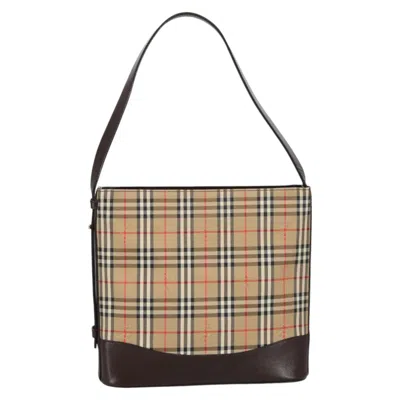 Pre-owned Burberry Nova Check Beige Canvas Shoulder Bag ()