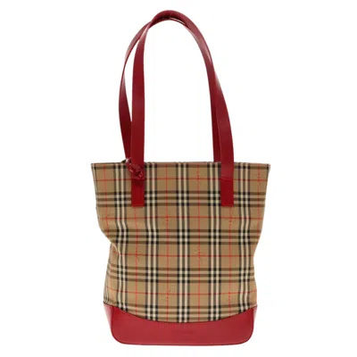 Pre-owned Burberry Nova Check Beige Canvas Shoulder Bag ()