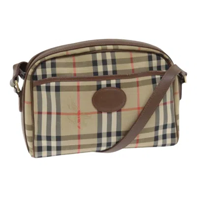 Pre-owned Burberry Nova Check Beige Canvas Shoulder Bag ()