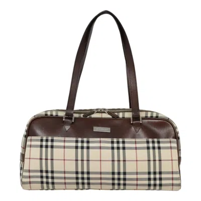 Pre-owned Burberry Nova Check Beige Canvas Shoulder Bag ()
