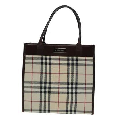 Pre-owned Burberry Nova Check Beige Canvas Tote Bag ()