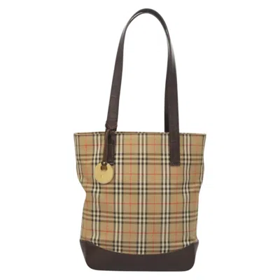Pre-owned Burberry Nova Check Beige Canvas Tote Bag ()