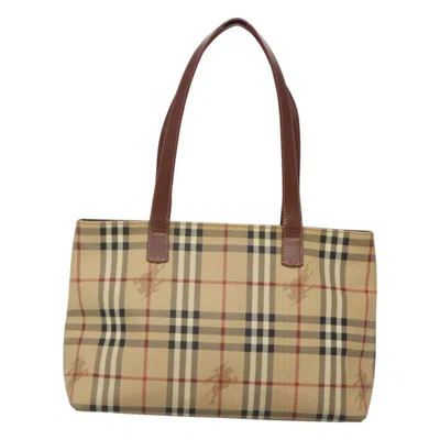 Pre-owned Burberry Nova Check Beige Canvas Tote Bag ()