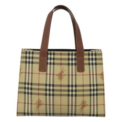 Pre-owned Burberry Nova Check Beige Canvas Tote Bag ()