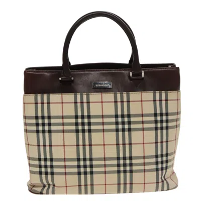 Pre-owned Burberry Nova Check Beige Canvas Tote Bag ()