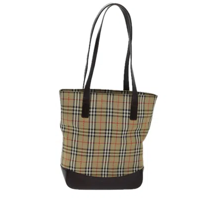 Pre-owned Burberry Nova Check Beige Canvas Tote Bag ()