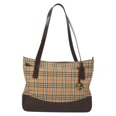 Pre-owned Burberry Nova Check Beige Canvas Tote Bag ()