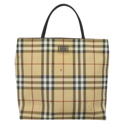 Pre-owned Burberry Nova Check Beige Canvas Tote Bag ()