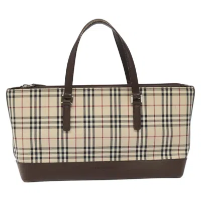 Pre-owned Burberry Nova Check Beige Canvas Tote Bag ()