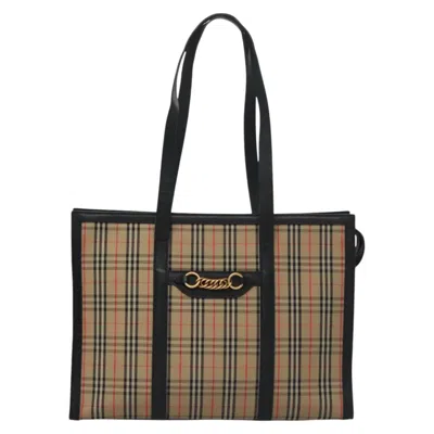 Pre-owned Burberry Nova Check Beige Canvas Tote Bag ()