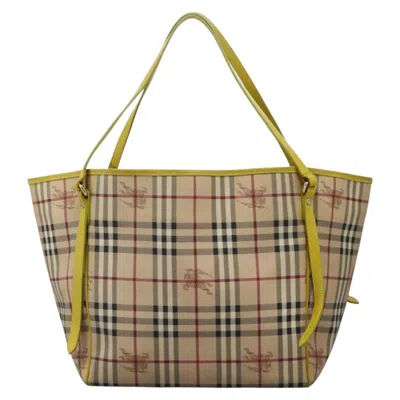 Pre-owned Burberry Nova Check Beige Canvas Tote Bag ()