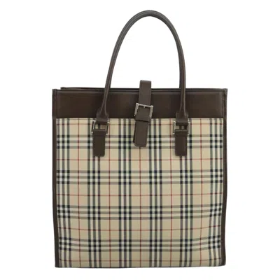Pre-owned Burberry Nova Check Beige Canvas Tote Bag ()