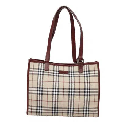 Pre-owned Burberry Nova Check Beige Canvas Tote Bag ()