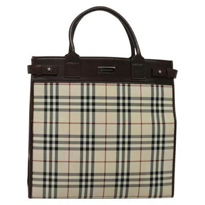 Pre-owned Burberry Nova Check Beige Canvas Tote Bag ()