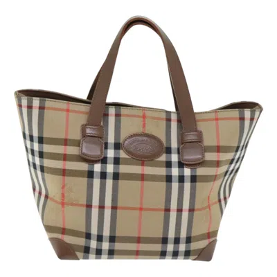 Pre-owned Burberry Nova Check Beige Canvas Tote Bag ()