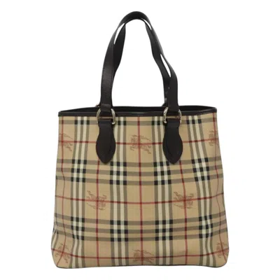 Pre-owned Burberry Nova Check Beige Canvas Tote Bag ()