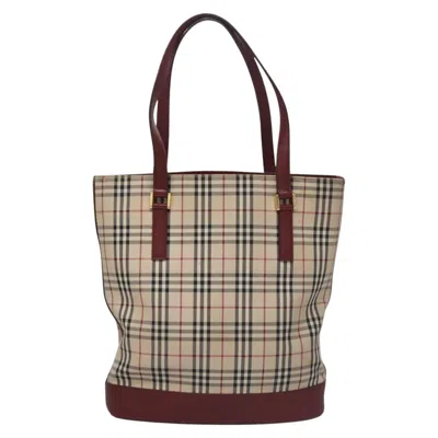 Pre-owned Burberry Nova Check Beige Canvas Tote Bag ()