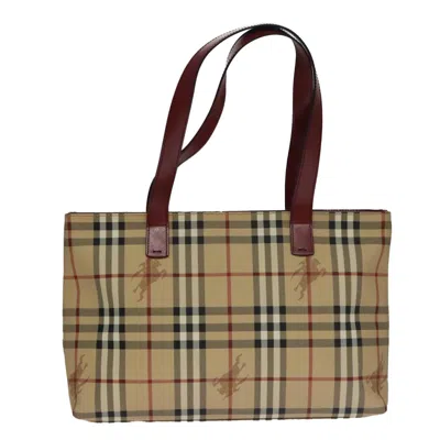 Pre-owned Burberry Nova Check Beige Canvas Tote Bag () In Sand