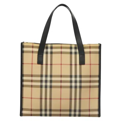 Pre-owned Burberry Nova Check Beige Canvas Tote Bag () In Sand