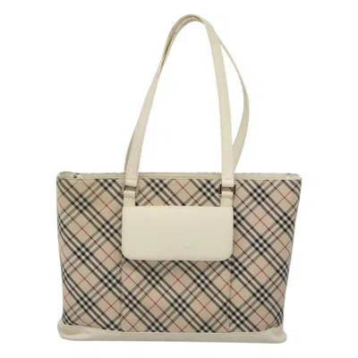 Pre-owned Burberry Nova Check Beige Canvas Tote Bag () In Sand