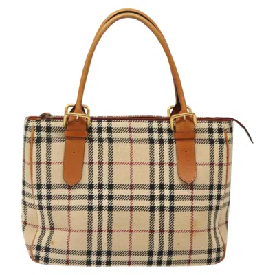 Pre-owned Burberry Nova Check Beige Canvas Tote Bag () In Sand