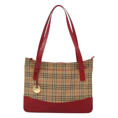 Pre-owned Burberry Nova Check Beige Canvas Tote Bag () In Sand