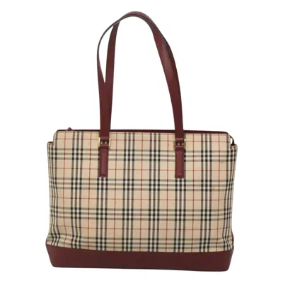 Pre-owned Burberry Nova Check Beige Canvas Tote Bag () In Sand