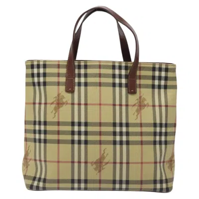Pre-owned Burberry Nova Check Beige Canvas Tote Bag () In Sand
