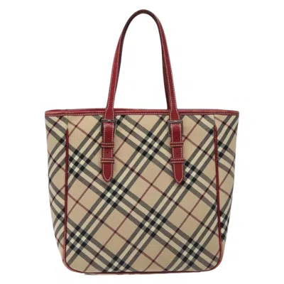 Pre-owned Burberry Nova Check Beige Canvas Tote Bag () In Sand
