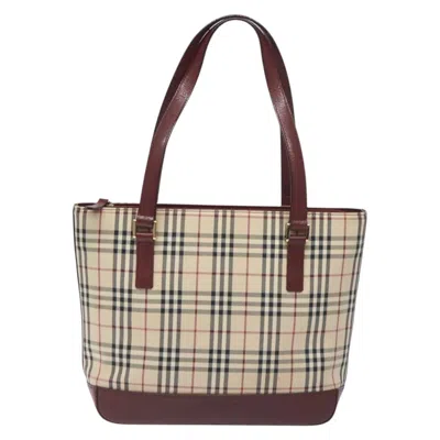 Pre-owned Burberry Nova Check Beige Canvas Tote Bag () In Sand