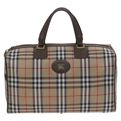 Pre-owned Burberry Nova Check Beige Canvas Travel Bag ()