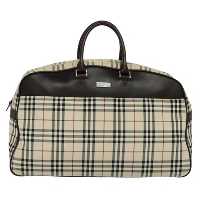 Pre-owned Burberry Nova Check Beige Canvas Travel Bag ()