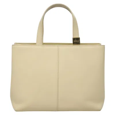 Pre-owned Burberry Nova Check Beige Leather Tote Bag ()