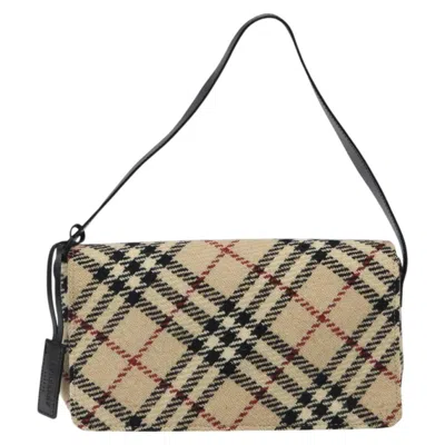 Pre-owned Burberry Nova Check Beige Wool Shoulder Bag ()