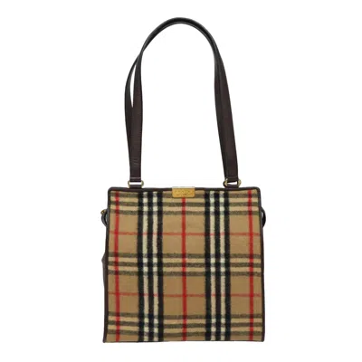 Pre-owned Burberry Nova Check Beige Wool Shoulder Bag ()