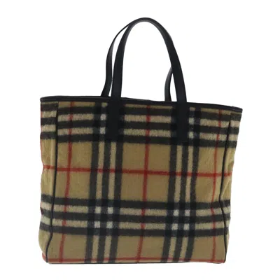 Pre-owned Burberry Nova Check Beige Wool Tote Bag ()
