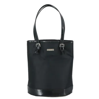 Pre-owned Burberry Nova Check Black Leather Tote Bag ()