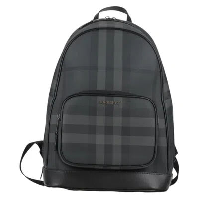 Pre-owned Burberry Nova Check Black Pvc Backpack Bag ()