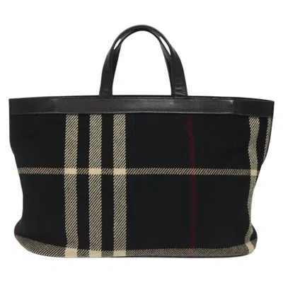 Pre-owned Burberry Nova Check Black Wool Tote Bag ()