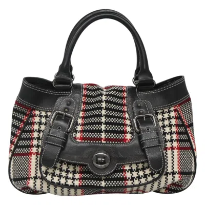 Pre-owned Burberry Nova Check Black Wool Tote Bag ()