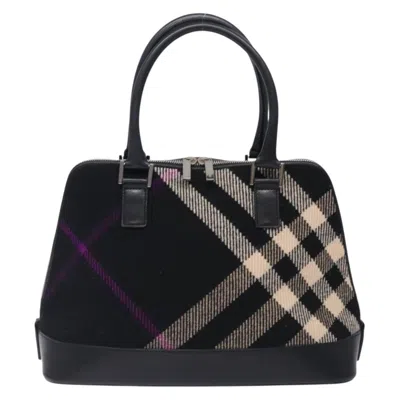 Pre-owned Burberry Nova Check Black Wool Tote Bag ()