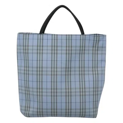 Pre-owned Burberry Nova Check Blue Canvas Tote Bag ()