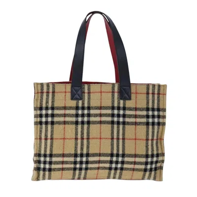 Pre-owned Burberry Nova Check Blue Label Cotton Beige Cotton Tote Bag Bag () In Sand