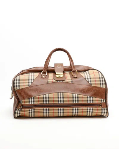 Burberry Nova Check Boston Weekend Bag In Brown